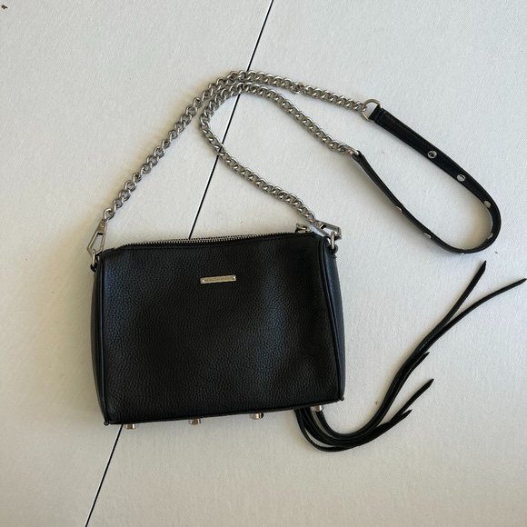 Rebecca Minkoff “5 Zip Crossbody” Bag in Black Leather & Silver Hardware - Picture 4 of 12